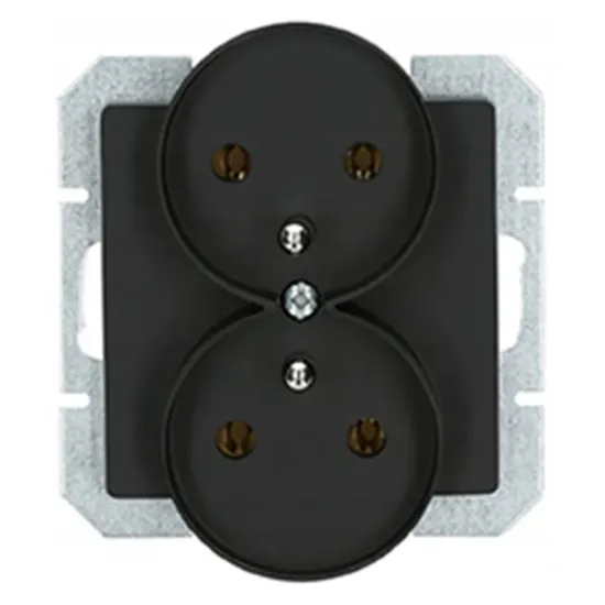 Obrazek Gniazdo podwójne 2x2p+z do ramki MEDIUM black 33507