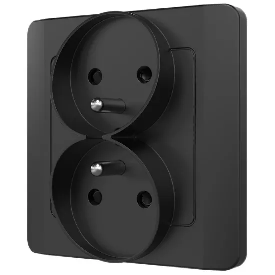 Obrazek Gniazdo podwójne Z/U SILVA black 46221