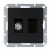 Obrazek Gniazdo typu F + gniazdo RJ45 MEDIUM black 33505