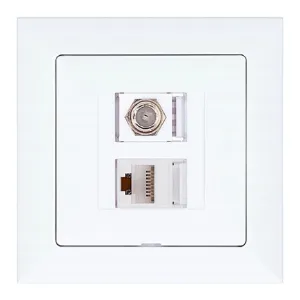 Obrazek Gniazdo typu F + gniazdo RJ45 POLA white 33026