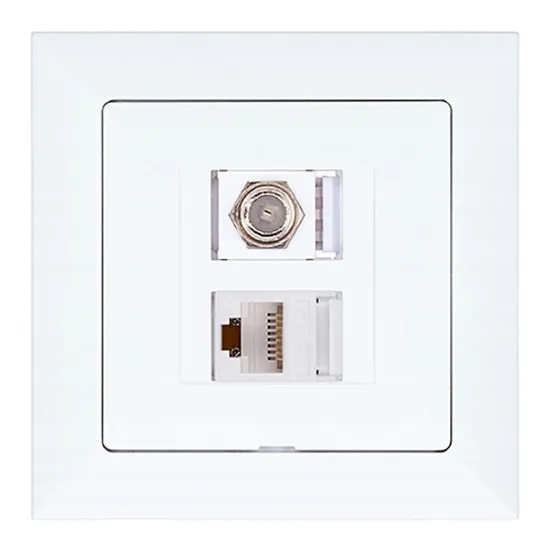 Obrazek Gniazdo typu F + gniazdo RJ45 POLA white 33026