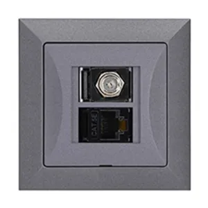 Obrazek Gniazdo typu F + gniazdo RJ45 POLA silver 33105