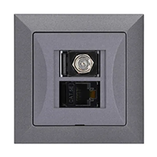 Obrazek Gniazdo typu F + gniazdo RJ45 POLA silver 33105