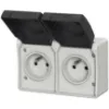 Obrazek Gniazdo podwójne AQUA PLUS IP44 grey 40115