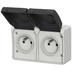 Obrazek Gniazdo podwójne AQUA PLUS IP44 grey 40115