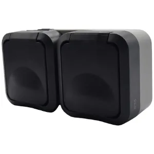 Obrazek Gniazdo podwójne Dymne AQUA PRO IP55 grey 60327