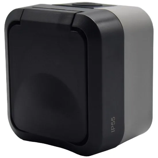 Obrazek Gniazdo Z/U Dymne AQUA PRO IP55 grey 60326