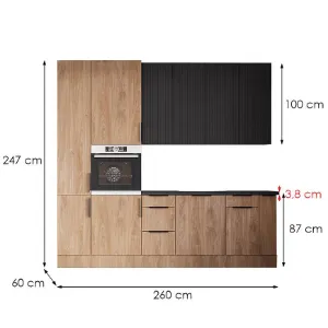 Obrazek Kuchnia Luxeo 260 Dąb Puccini/Ryfla Czarna Set 2