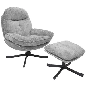 Obrazek Fotel Karmen z podnóżkiem szenil jasny szary