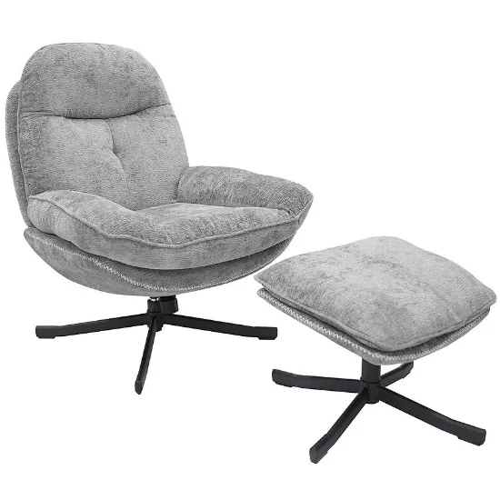 Obrazek Fotel Karmen z podnóżkiem szenil jasny szary
