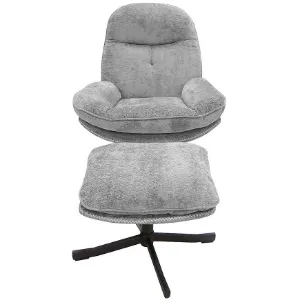 Obrazek Fotel Karmen z podnóżkiem szenil jasny szary