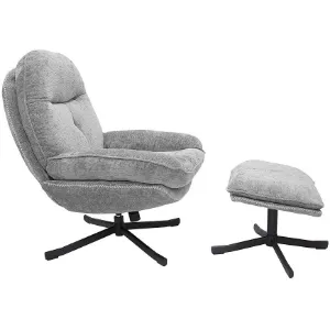 Obrazek Fotel Karmen z podnóżkiem szenil jasny szary