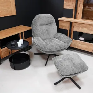 Obrazek Fotel Karmen z podnóżkiem szenil jasny szary