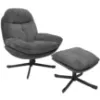 Obrazek Fotel Karmen z podnóżkiem szenil ciemny szary