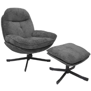 Obrazek Fotel Karmen z podnóżkiem szenil ciemny szary