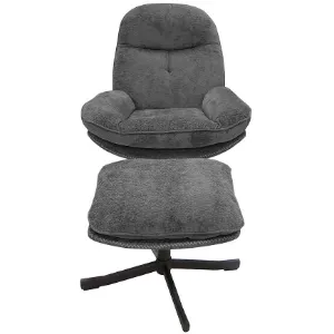 Obrazek Fotel Karmen z podnóżkiem szenil ciemny szary