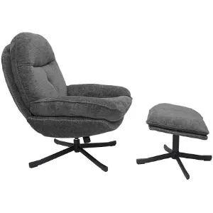 Obrazek Fotel Karmen z podnóżkiem szenil ciemny szary