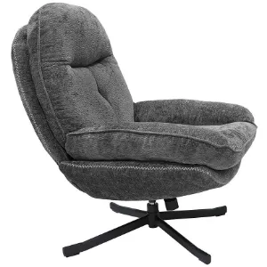 Obrazek Fotel Karmen z podnóżkiem szenil ciemny szary