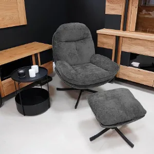 Obrazek Fotel Karmen z podnóżkiem szenil ciemny szary