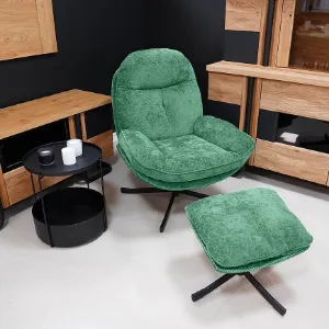 Obrazek Fotel Karmen z podnóżkiem szenil zielony