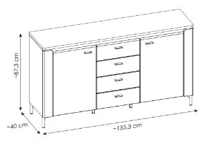Obrazek Komoda dwudrzwiowa z szufladami Norica 2D4S LAZK02