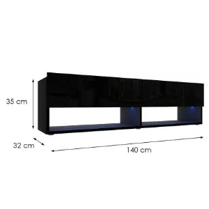 Obrazek Szafka RTV Izumi 140 BL czarny mat/połysk