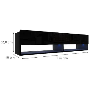 Obrazek Szafka RTV Izumi 175 BL czarny mat/połysk