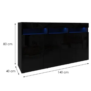 Obrazek Komoda Izumi 140 BL czarny mat/połysk