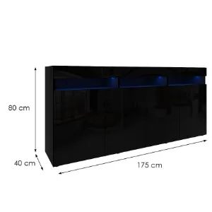 Obrazek Komoda Izumi 175 BL czarny mat/połysk