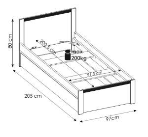 Obrazek Łóżko z szufladą na pościel 90 cm Novi 1S NVIZ01