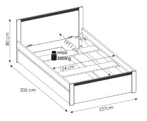 Obrazek Łóżko z szufladą na pościel 120 cm Novi 1S NVIZ02