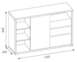 Obrazek Komoda Shetland 1D-3S TYP 43