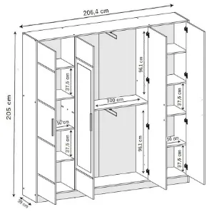 Obrazek Szafa Eden 4d 207 Dąb Craft Złoty 3
