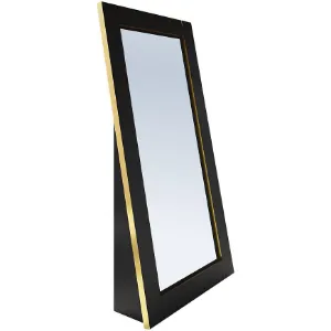 Obrazek Lustro Vemo Stojące Pion Czarny + Złota Okleina