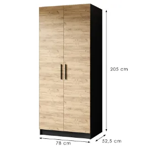 Obrazek Szafa Gold 2d Czarny/Dąb Craft Złoty