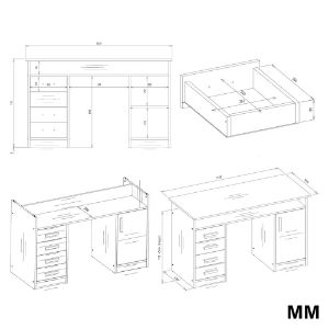 Obrazek Biurko Adela 125 cm 4S dąb artisan
