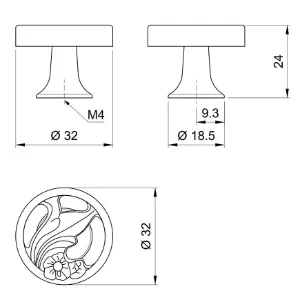 Obrazek Gałka meblowa Retro GR013 Patyna Mosiądz