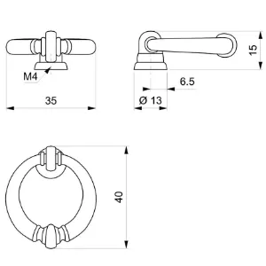 Obrazek Gałka meblowa Retro GR022 Patyna Mosiądz