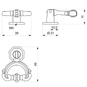 Obrazek Gałka meblowa Retro GR036 Patyna Mosiądz