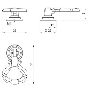 Obrazek Gałka meblowa Retro GR093 Patyna Mosiądz