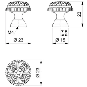 Obrazek Gałka meblowa Retro GR029 Patyna Mosiądz