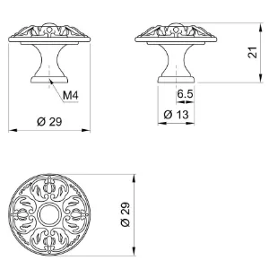 Obrazek Gałka meblowa Retro GR032 Patyna Mosiądz