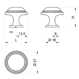 Obrazek Gałka meblowa Retro GR034 Patyna Mosiądz