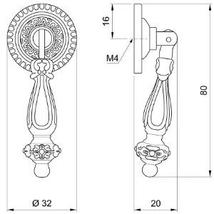 Obrazek Gałka meblowa Retro GR037 Patyna Mosiądz