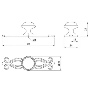 Obrazek Gałka meblowa Retro GR063 Patyna Mosiądz