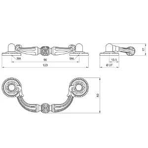 Obrazek Uchwyt meblowy Retro UR030-96 Patyna Mosiądz