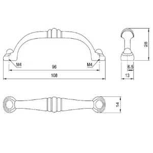 Obrazek Uchwyt meblowy Retro UR003-96 Patyna Mosiądz