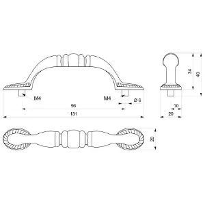 Obrazek Uchwyt meblowy Retro UR005-96 Patyna Mosiądz
