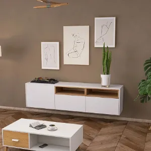 Obrazek Kominek elektryczny Tecero Cassette 400/600 biały/dąb