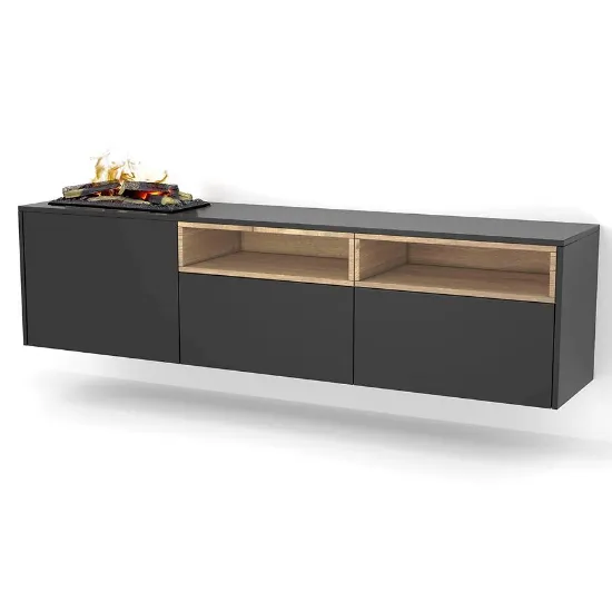 Obrazek Kominek elektryczny Tecero Cassette 400/600 czarny/dąb